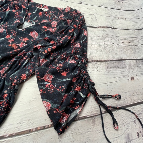 INCA HERITAGE Shallis v-neck floral midi summer dress drawstring sleeves size L - Picture 4 of 14